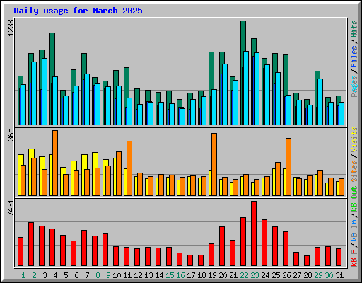 Daily usage for March 2025